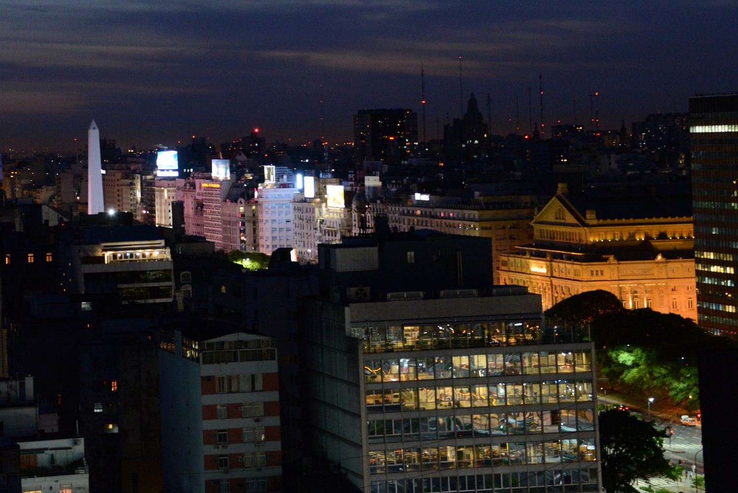 22 View To South After Sunset Includes The Obelisk And Teatro Colon Close Up From Rooftop At Alvear Art Hotel Buenos Aires